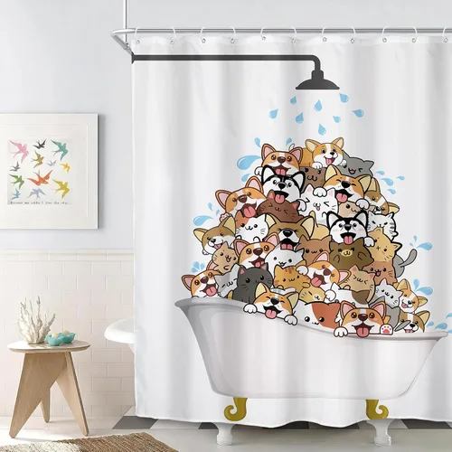 Vista 25 de SVBright Cortina de Ducha de Puesto Pequeño con Lindo Gato 36 pulgadas de ancho x 72 pulgadas de largo para Niños Casa Rodante Media Individual