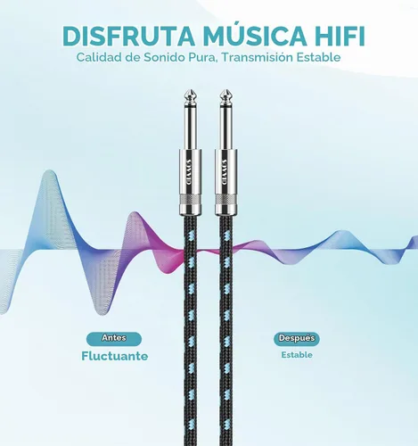 Vista 5 de Paquete de 2 cables de guitarra de 6 pies - Cable de instrumento recto de un cuarto de pulgada, cable de guitarra eléctrica, cables de guitarra