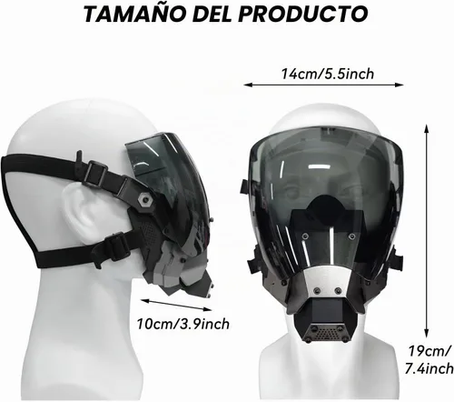 Vista 2 de Máscara punk Airsoft, máscara gótica para disfraz para hombre