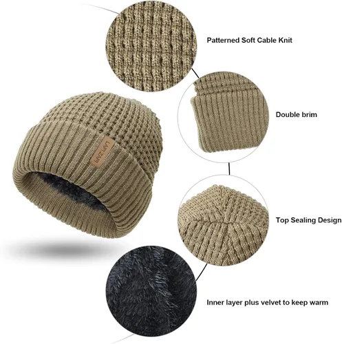 Vista 5 de LAPIZAPI Gorro de invierno para hombre con forro polar gorro deportivo para mujer al aire libre
