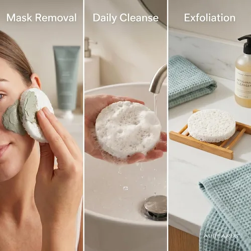 Vista 6 de Appearus Esponjas faciales de celulosa natural, paquete de 50 (comprimidas), almohadillas profesionales de esponja facial para spa, para limpieza