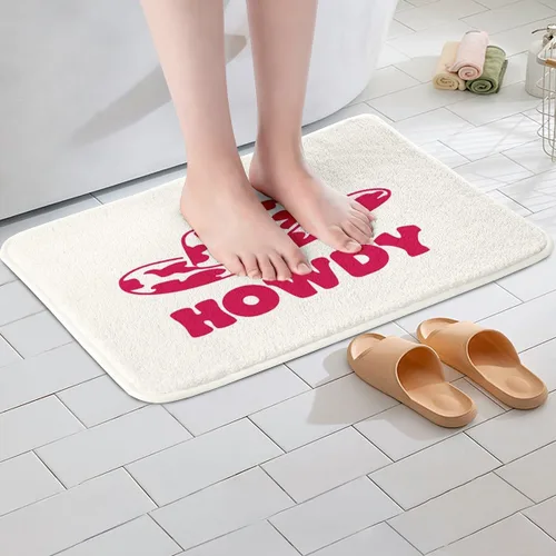 Vista 4 de Feelyou Tapetes de baño estampados, con patrón de sombrero occidental, para niños y niños, vaquera rosa, para ducha, accesorios de baño abstractos