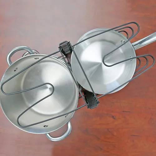 Vista 4 de Southern Homewares Estante de almacenamiento de ollas y sartenes de metal, estante vertical de doble cara para utensilios de cocina, color negro