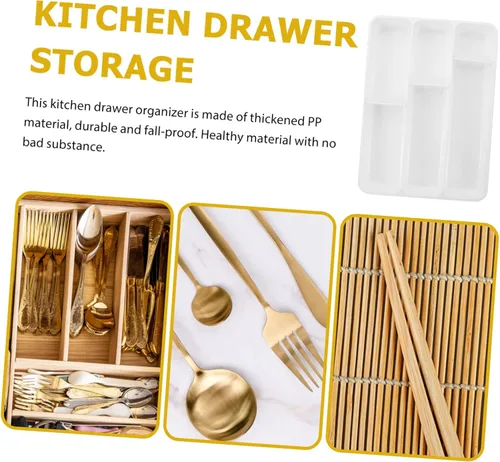 Vista 8 de Organizador de cubiertos para el hogar, multicompartimento, soporte de utensilios de plástico para almacenamiento de cocina, resistente a