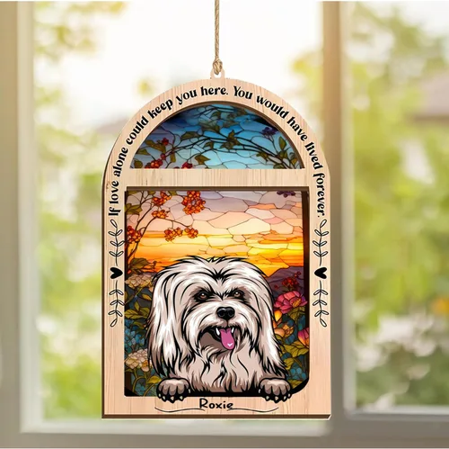 Vista 38 de LOVELYPOD Adorno de Navidad personalizado de sabueso afgano, atrapasoles con nombre, regalos de pérdida de mascotas, regalos para amantes