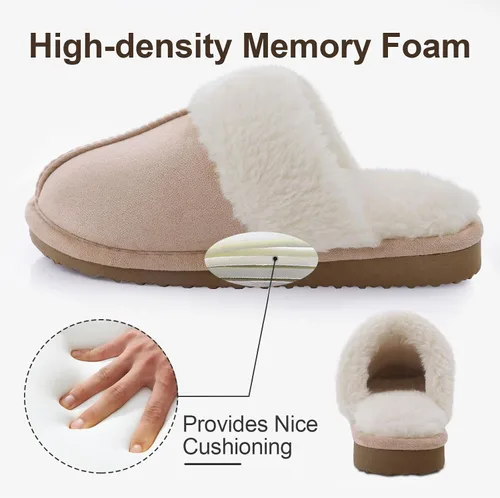 Vista 4 de Litfun Pantuflas mullidas de espuma viscoelástica para mujer, zapatos de invierno para interiores y exteriores