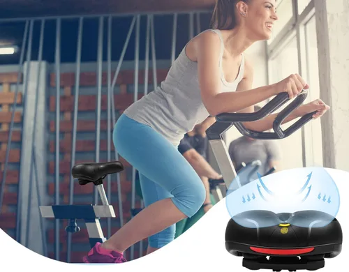 Vista 3 de MSDADA Cómodo cojín para asiento de bicicleta, asiento de bicicleta ancho cómodo para hombres y mujeres con doble absorción de impactos, acolchado