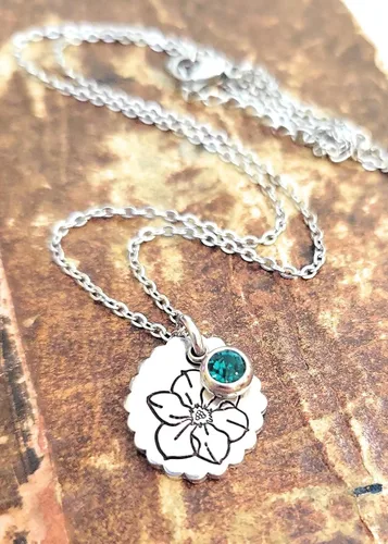 Vista 21 de Birth Month Flower and Birthstone Necklace
