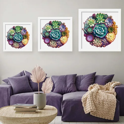 Vista 33 de Mys Aurora Rompecabezas de madera de cactus para adultos, 200 piezas Flor de cactus