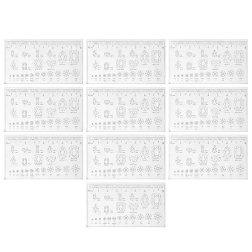 Vista 6 de Regla de medición de uñas, 10 piezas, ultra fina, flexible, material de PVC, 0.5 in de longitud