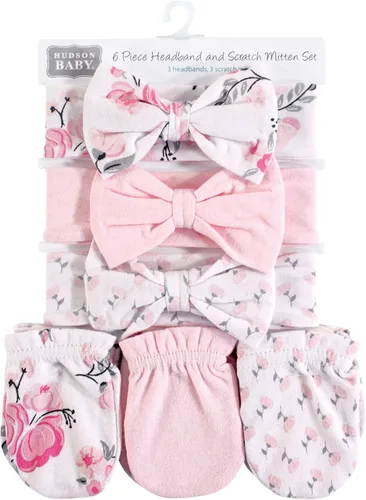 Vista 69 de Hudson Baby Conjunto de diadema de algodón y manoplas para rascar para bebé