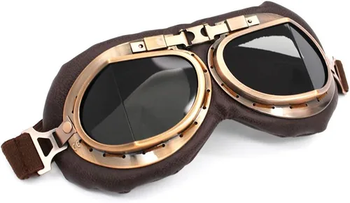 Vista 2 de Gafas de motocicleta estilo vintage de piloto aviador para motocross, cruiser, scooter, anti UV, antiarañazos, a prueba de polvo para ciclismo