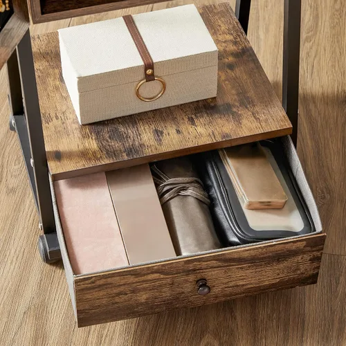Vista 7 de SONGMICS UJJC004X01 - Organizador de joyas con cerradura con espejo de longitud completa, cajón inferior, estante, ruedas, regalos de Navidad