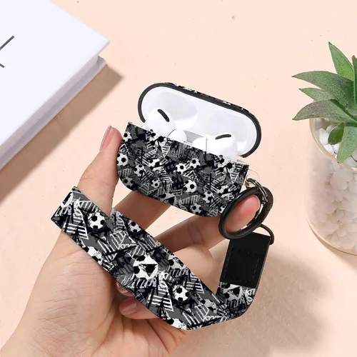 Vista 6 de Gedicht Funda para Airpods Pro, lindo diseño de fútbol de TPU suave fundas para Airpods Pro 1ª generación, a prueba de golpes para Airpods Pro 2019