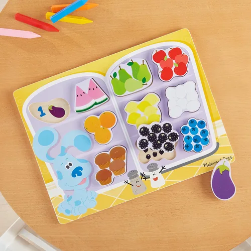 Vista 5 de Melissa & Doug Blue's Clues & You! Rompecabezas grueso de madera - Comida para nevera (10 piezas)