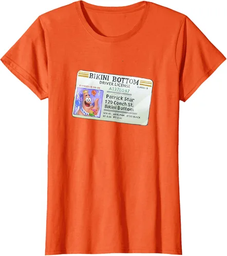 Vista 55 de SpongeBob SquarePants Camiseta con logotipo de Patrick Star Driver License King, Negro