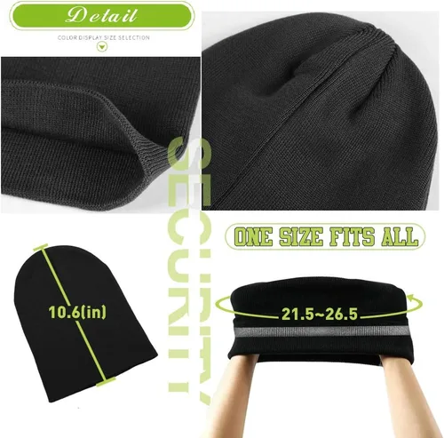 Vista 6 de Hi Vis - Gorro de seguridad para personalizar tu logotipo, gorro de punto de invierno con tiras reflectantes unisex