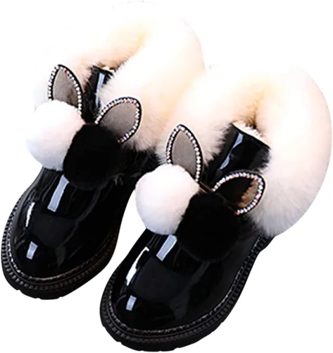 Vista 4 de Botas de princesa para bebés y niñas, botas de nieve antideslizantes de forro polar para niños precaminantes de invierno, cálidas para recién nacidos