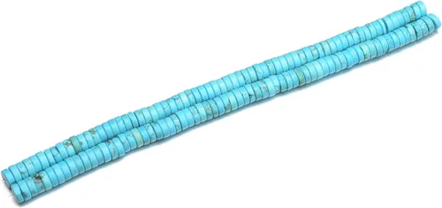 Vista 2 de AD Beads Cuentas sueltas de piedras preciosas Heishi azul turquesa de 15.5 pulgadas, 0.157in, 0.236in, 0.315in, 0.394in, 0.472in (0.315in)