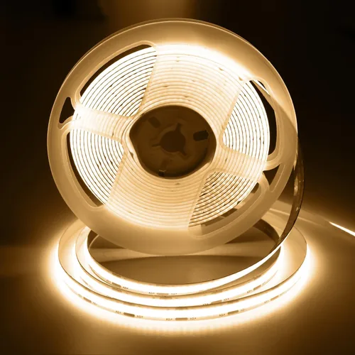 Vista 10 de Tira de Luz LED COB Azul, 16.5 pies / 5M 8mm / 0.3 Pulgadas 12V, Tira de Luz LED 1600 Brillante Azul con Adaptador de Corriente, Tira de Luz LED COB