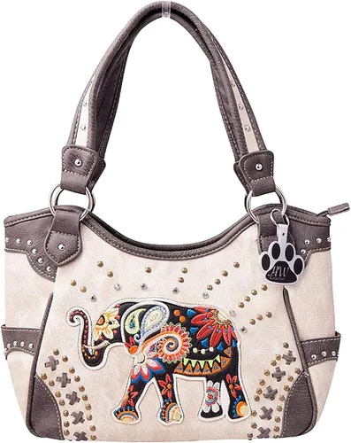 Vista 2 de HW Collection - Juego de bolso y cartera con diseño de elefante, color occidental