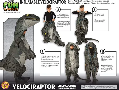 Vista 4 de Rubies Disfraz inflable original de dinosaurio infantil