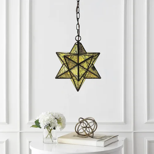 Vista 6 de JONATHAN Y JYL9072D Stella - Colgante LED de metal con estrella morava de 12 pulgadas, para dormitorio, sala de estar, cocina, oficina, bronce
