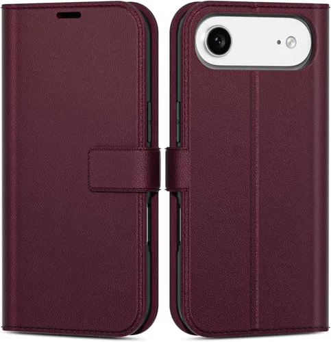 Vista 92 de oakxco Funda tipo cartera para iPhone SE 2022/2020/8/7 con soporte para tarjeta de crédito, funda magnética RFID delgada tipo libro con tapa