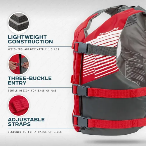 Vista 2 de Stohlquist Universal Fit Adult Life Jacket PFD (4 Pack) Coast Guard Approved, for Men and Women 90+ lbs, Lightweight Neoprene and Adjustable, Ideal