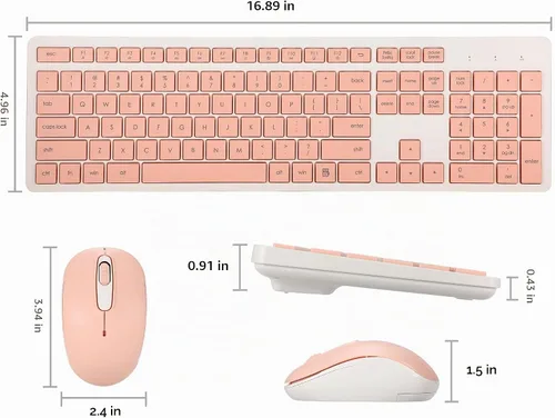 Vista 7 de Combo de teclado y ratón inalámbricos, combo de teclado y ratón inalámbrico silencioso de 2.4G para Windows Chrome Laptop Computadora PC