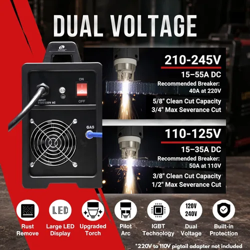 Vista 5 de LOTOS LTP5000D Cortador de plasma, actualización 2024 de 5/8" 16 mm corte limpio 3/4" 20 mm corte de separación 50A sin arco piloto plasma metal