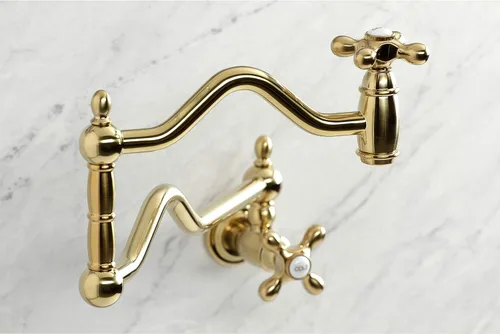 Vista 2 de Kingston Brass KS2107AX Heritage - Llenador de pared para maceta, latón cepillado Cromo pulido