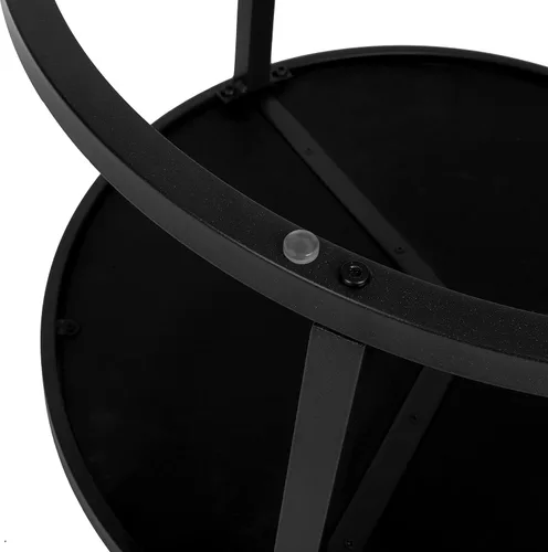 Vista 5 de Juego de 2 mesas auxiliares anidables, mesas auxiliares apilables rústicas, modernas mesas redondas de madera con patrón de mármol para sala