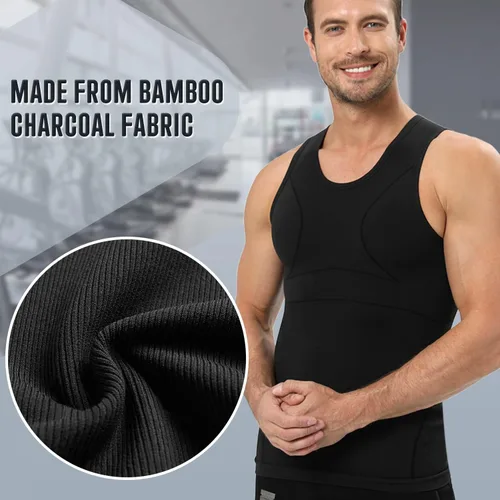 Vista 4 de PODFAN Gynecomastia - Camisa de compresión para hombre, camiseta sin mangas adelgazante, chaleco moldeador de cuerpo para hombre, camisetas
