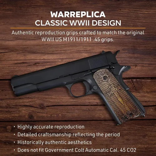 Vista 89 de WWII US M1911 / 1911 .45 Puños de madera - Reproducción