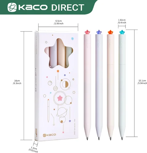 Vista 9 de Kaco FIRST Bolígrafos de gel lindos de papelería, tinta negra, 0.7 mm de punta media, bonitos bolígrafos con estrellas para diarios