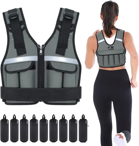Vista 16 de Sportneer Chaleco con Peso Ajustable Pesos: 2-18 lbs/2-40 lbs Chaleco de Peso Lavable para Caminar 16 en 1 Chaleco de Ajuste Rápido para Rucking