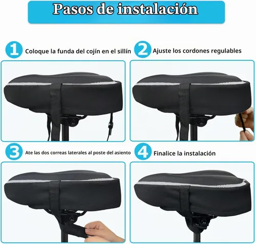 Vista 6 de Geronmine Funda de Asiento de Bicicleta de Gel Acolchada Cubiertas de Sillín de Bicicleta para Mujeres y Hombres, Funda de Cojín de Asiento