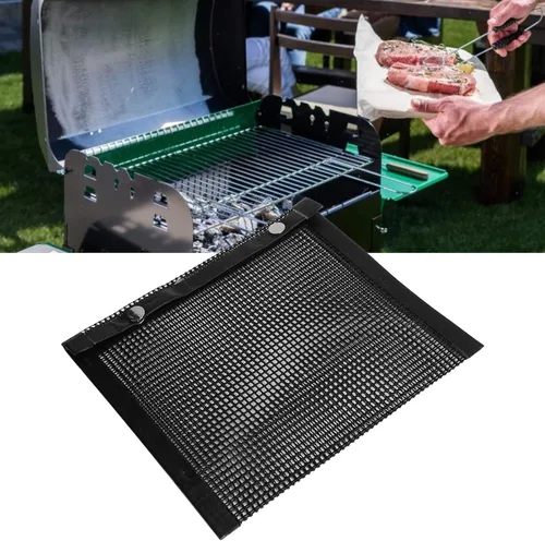 Vista 7 de Bolsa de malla antiadherente para barbacoa, bolsa de PTFE resistente a altas temperaturas, bolsa de malla para parrilla de barbacoa para picnics