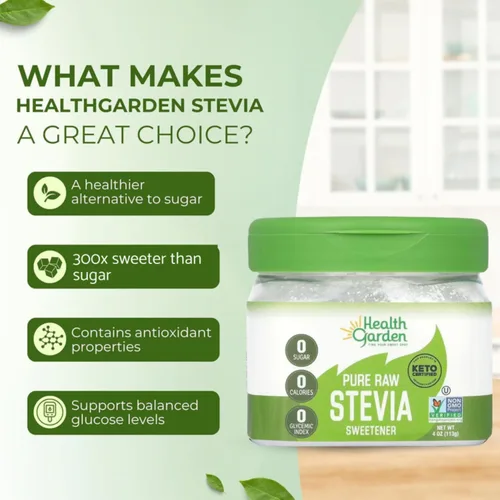 Vista 3 de Health Garden Edulcorante puro de stevia crudo, sustituto de azúcar cero