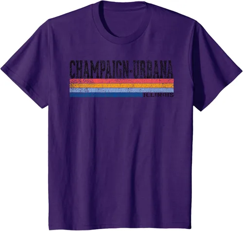Vista 31 de clásico 1980s estilo champaign-urbana Illinois T Shirt, hombre 2XL, Blanco