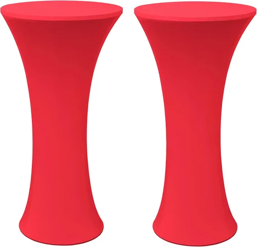 Vista 19 de Mantel de Mesa de Cóctel de Spandex Negro de 24x43 Pulgadas Ajustado Mesa de Bar Redonda Elástico Cubiertas de Mesa de Cóctel Highboy para Banquete