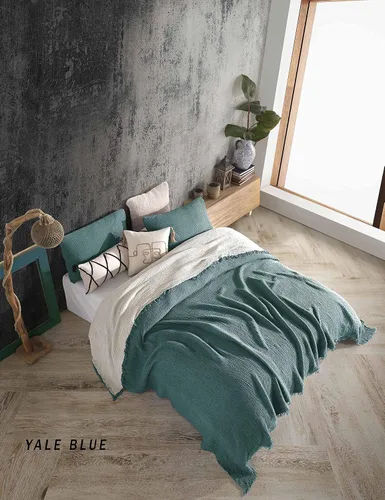 Vista 36 de Manta de gasa de algodón puro suave de 4 capas de 50 x 60 pulgadas, prelavada, sin flecos, manta de muselina ligera para uso multiusos y regalo Azul
