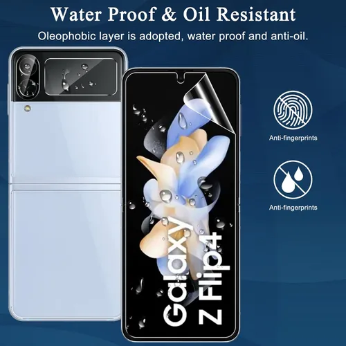 Vista 2 de Paquete de 6 protectores de pantalla para Samsung Galaxy Z Flip 4, protector de pantalla interno flexible EPU y protector de lente de cámara
