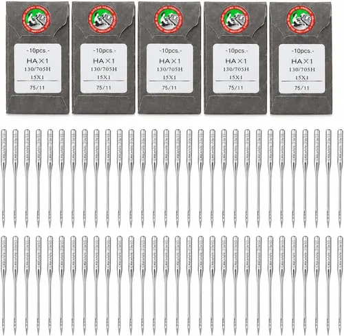 Vista 8 de 50 piezas de agujas de bordar para máquina Brother, tamaño 65/9 130/705H, HAx1, agujas de máquina de coser para máquina de coser Brother