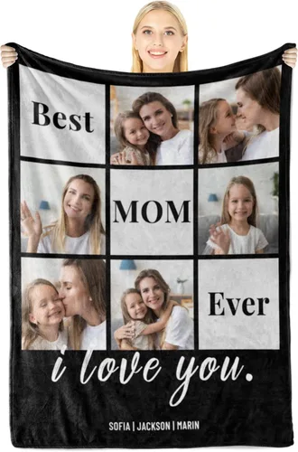 Vista 16 de Manta personalizada con imagen, regalos personalizados para novio, novia, regalos conmemorativos de aniversario para él, su pareja, regalos