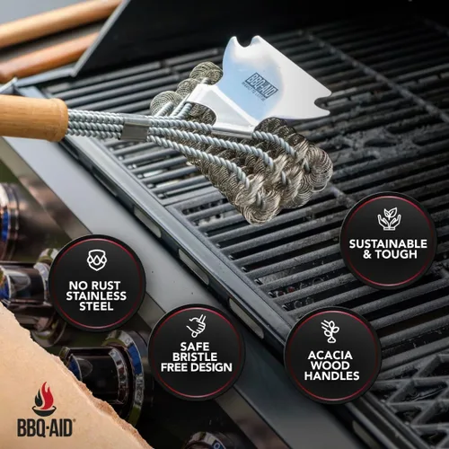 Vista 2 de BBQ-AID Cepillo de parrilla para parrilla al aire libre sin cerdas, cepillo de barbacoa de 18 pulgadas para kit de limpieza de parrilla, cepillo