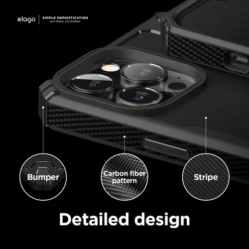 Vista 6 de elago Armor - Funda compatible con iPhone 13 Pro Max (6.7 pulgadas), funda protectora resistente, funda de TPU premium, textura de fibra de carbono