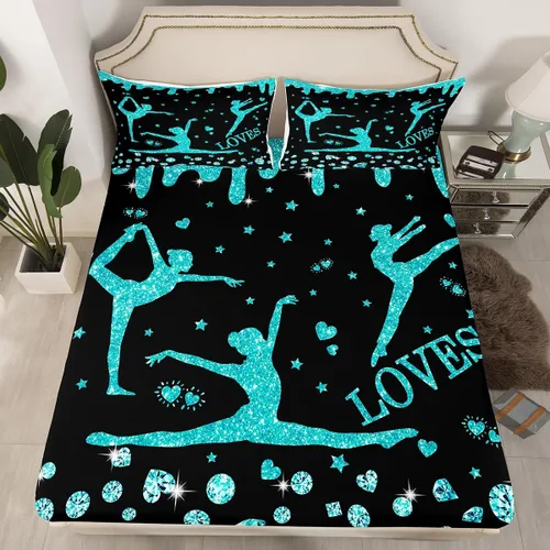 Vista 12 de Erosebridal Sábana bajera ajustable de gimnasia con bolsillo profundo para niñas y niños, tamaño individual, juego de ropa de cama deportiva