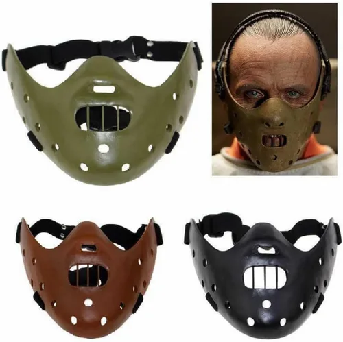 Vista 6 de Hannibal Lecter - Máscara de resina para adultos para fiestas de cosplay de Negro